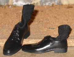 1/6 PAIR of Dragon Black Action Figure Business / Dress Shoes with Socks loose