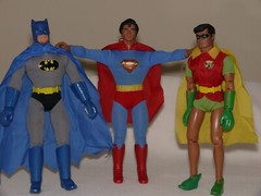 VINTAGE SUPERMAN / BATMAN / ROBIN 12″ TALL ACTION FIGURES – INTACT & COMPLETE