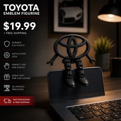Toyota Emblem Figurine Black PLA Plastic w/ Articulated Legs Articulated