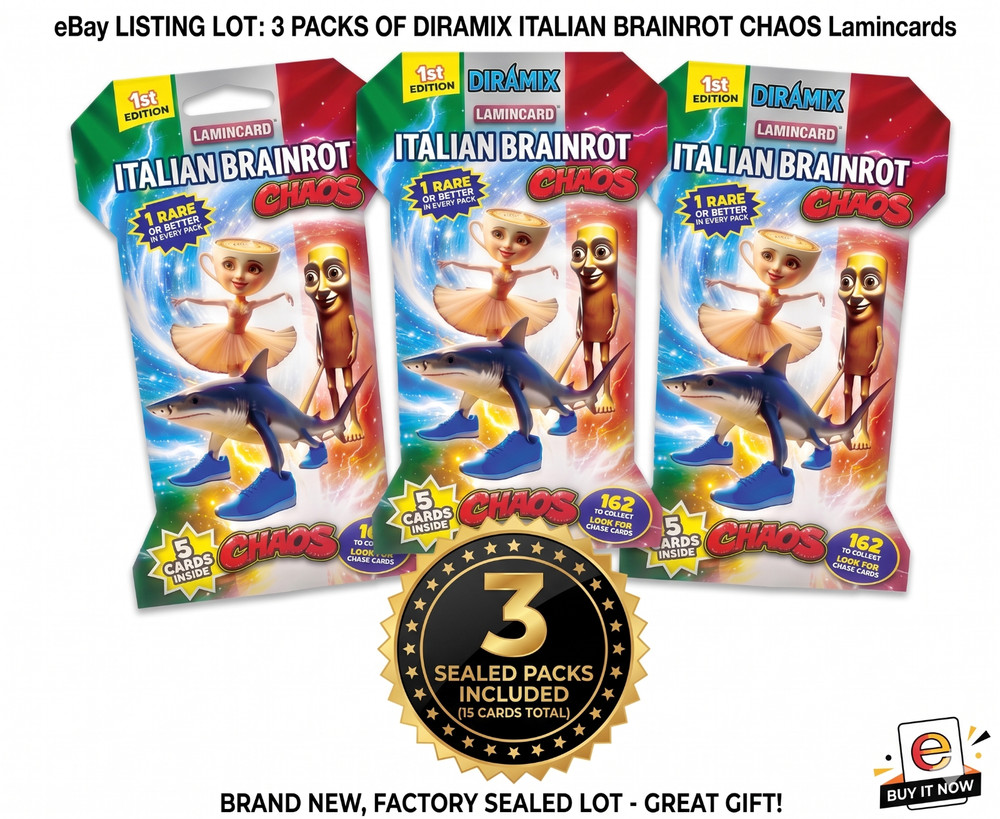Italian Brainrot 1st Edition Chaos Trading Cards includes 3 Booster Packs