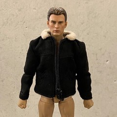 MO-SDJK-BK: 1/12 Black Suede Zipper Jacket with Fur Collar for 6″ slim body