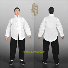 1:6 Kung Fu Suit White Shirt&Black Pants Chinese Style Fit 12” Male Figure Doll