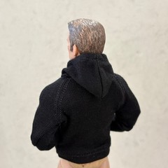 MO-SPD-HD-BK: 1/12 Black pocket hoodie with spider logo for 6″ slim figure