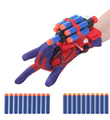 Spider Gloves Web Shooter Toy For Kids (15 Darts), Kids Plastic Cosplay Launcher