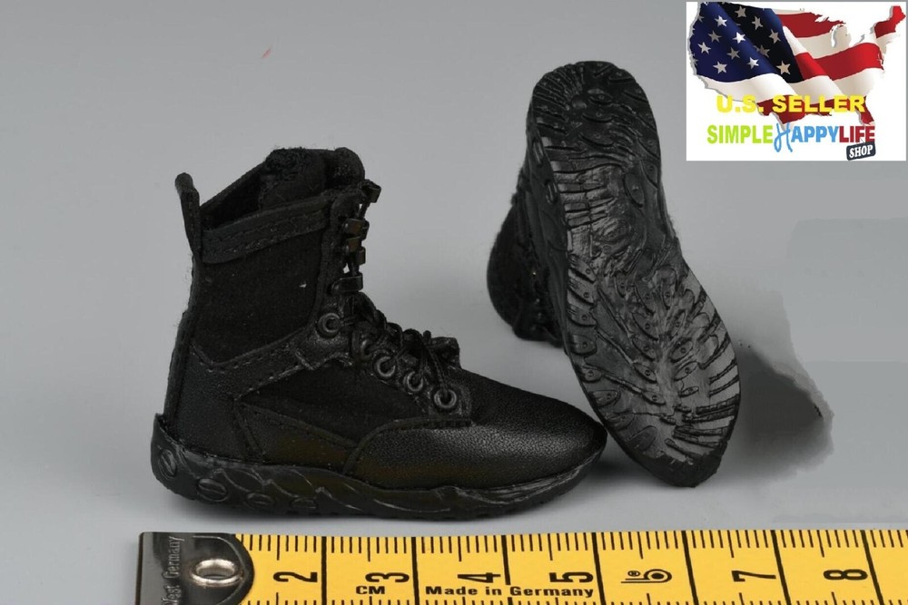 1/6 BLACK Combat boots soldier shoes for hot toys phicen ganghood ❶USA❶