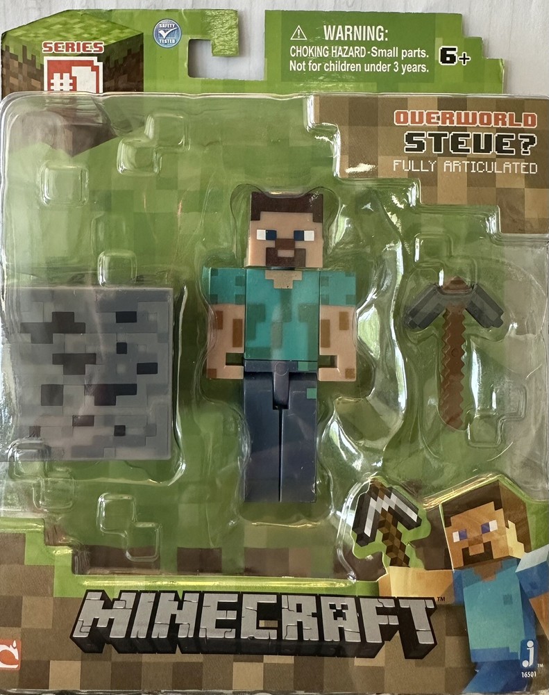 Minecraft Overworld Steve with Coal Block New in Package