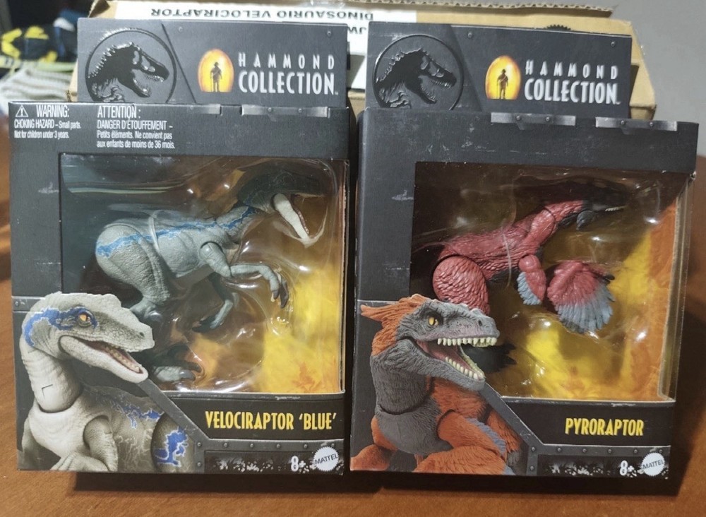 Jurassic World Hammond Collection Mattel Velociraptor Blue & Pyroraptor Figures