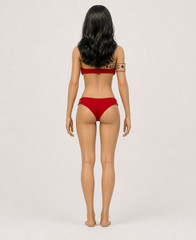 Custom PHICEN 1/6 Dark Ash Brown Hair Female L Bust Seamless Suntan Figure Set