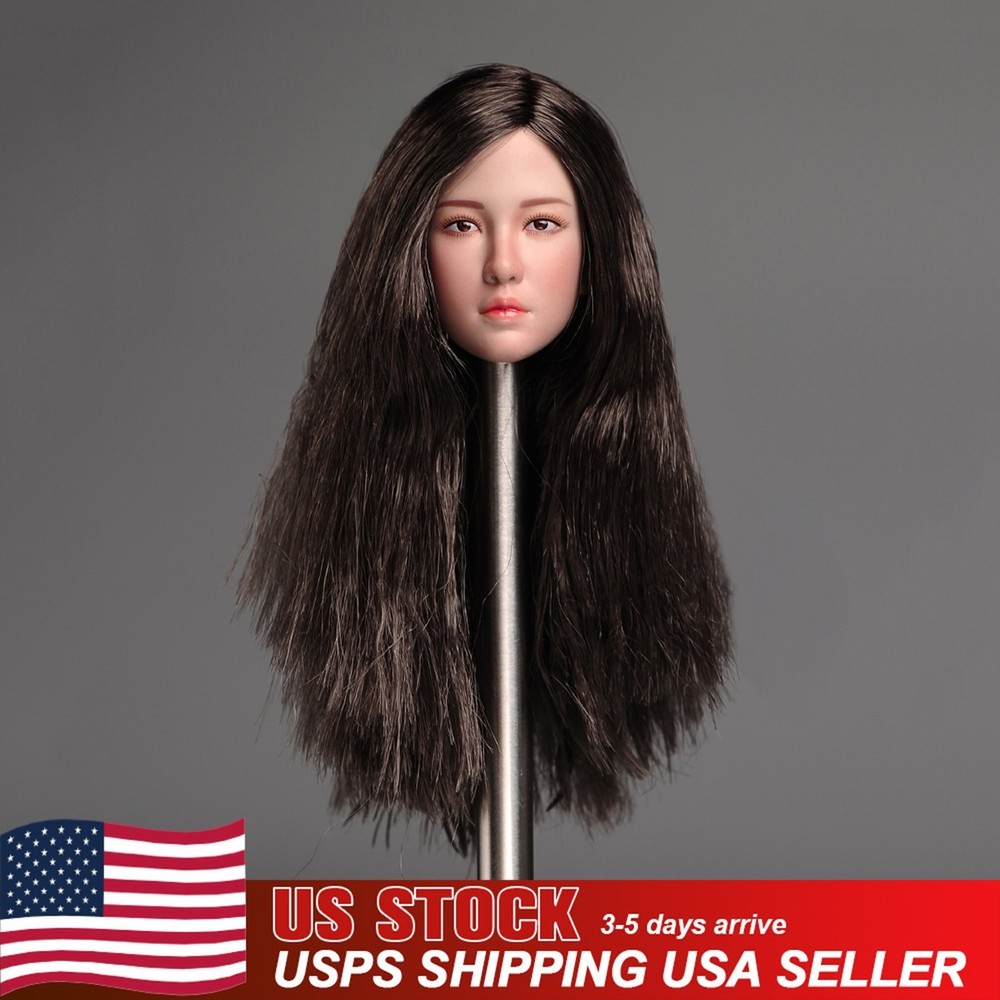 USA 1/6 Female Asian Black Hair Beauty Girl Head Sculpt Model For 12″ TBL Figure