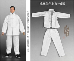1:6 Chinese Style Kung Fu Suit White Shirt&White Pants Fit 12” Male Figure Toy