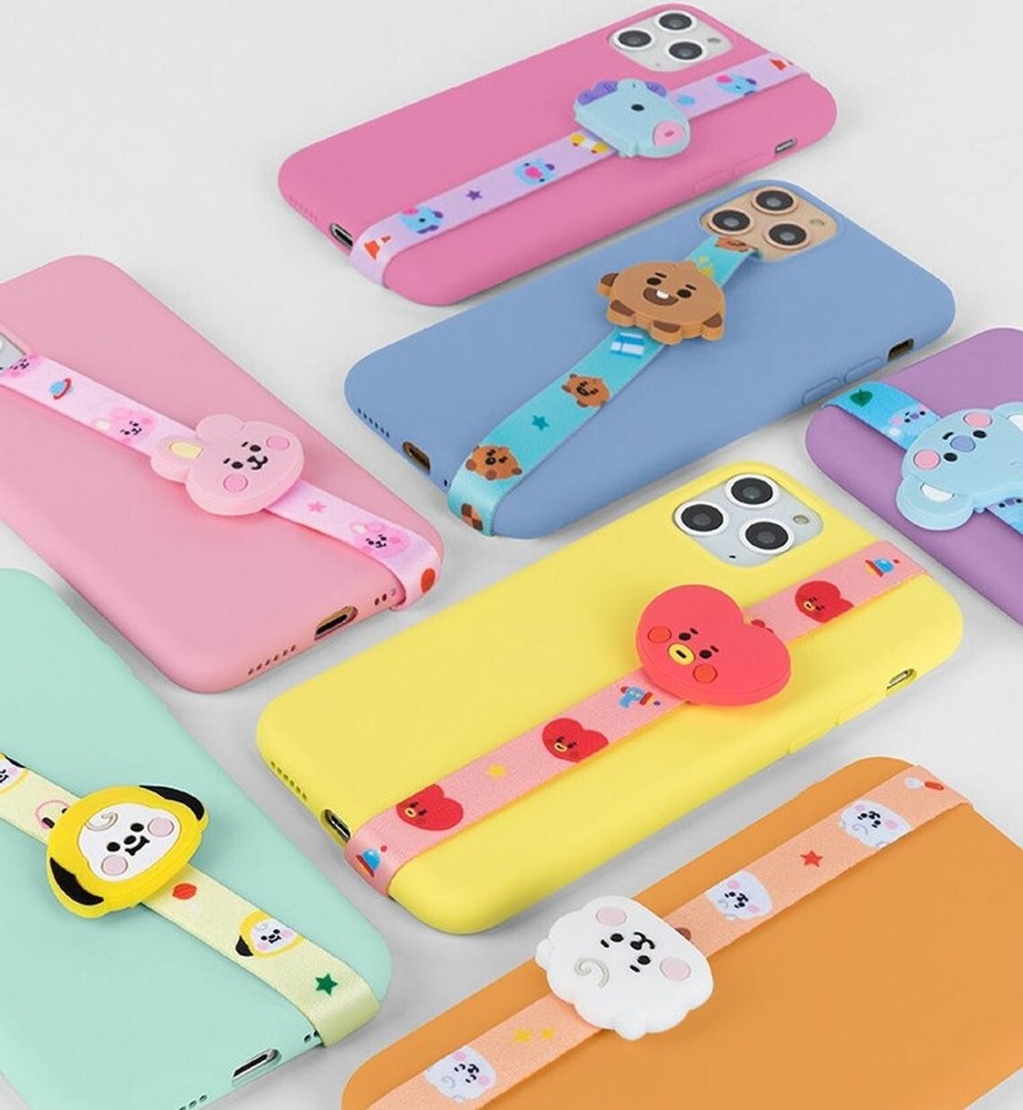 [US seller] BT21 Baby Character Figure Finger Phone Strap BTS Smartphone Holder
