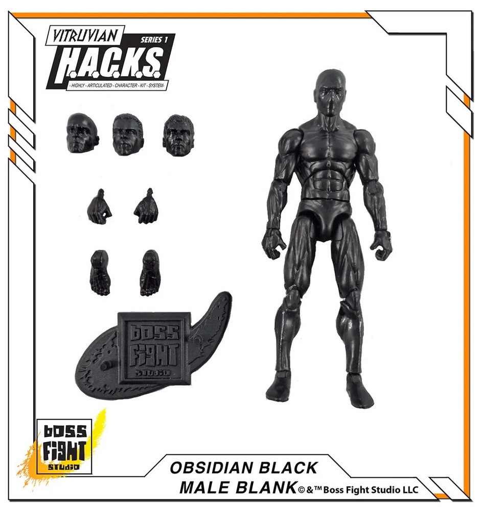 Obsidian Black Vitruvian HACKS Blank Male Action Figure 3 3/4″ Boss Fight
