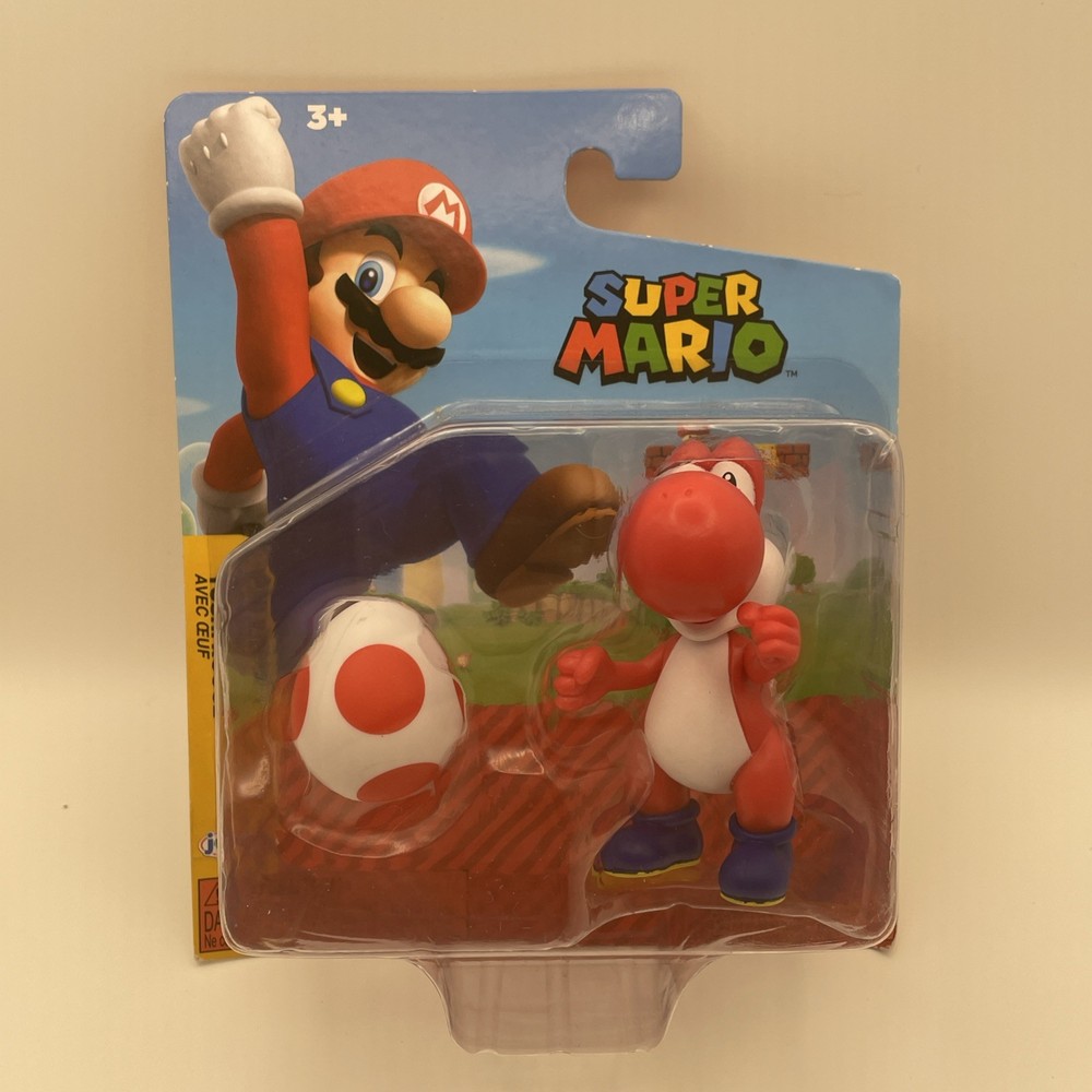 Super Mario RED YOSHI 4″ Figure w/ Egg – Jakks Pacific 2024 Toy – NEW RARE