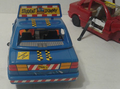 Vintage Crash Test Dummies Red and blue Car Incomplete For Parts As Is