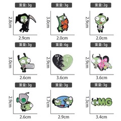 Invader ZIM Cartoon Enamel Pin Alien Metal Brooch Lapel Badge Backpack Gift Kids