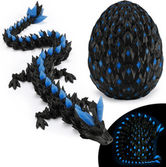 Monjita 3D Printed Dragon Egg Toy with Glow in the Dark, Articulated Easter 3D