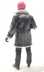 PB-LTC-FLBK: 1/12 Black Leather Coat with fur collar for 6″ slim body