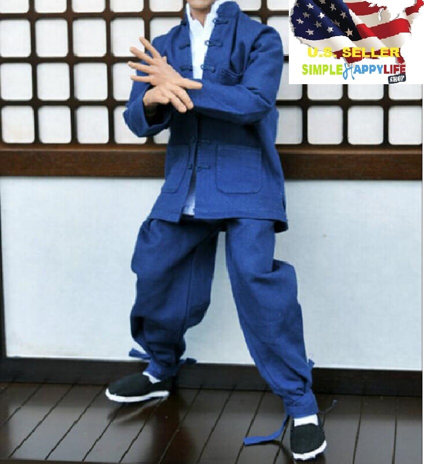 1/6 Long Sleeve blue Chinese-style Costume Kung Fu suit for 12″ figure ❶USA❶