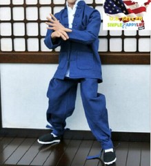 1/6 Long Sleeve blue Chinese-style Costume Kung Fu suit for 12″ figure ❶USA❶