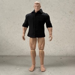 SU-RG-RSHT-BK: 1/12 Black Dress Shirt with roll-up sleeve for 6″ action figure