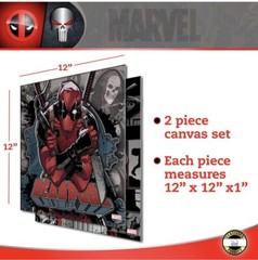 New Marvel Deadpool & Punisher Comics TV Movie Canvas 2 Art Pack Set 12x12x1