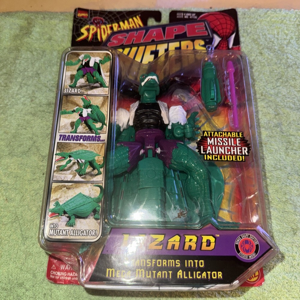 1998 Marvel Spiderman Sneak Attack Shape Shifters Lizard Action Figure New