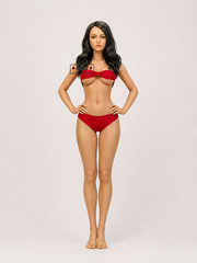 Custom PHICEN 1/6 Dark Ash Brown Hair Female L Bust Seamless Suntan Figure Set