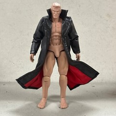 PB-LTC-BLD: 1/12 Black Red Faux Leather Coat for Mezco or Marvel Legends