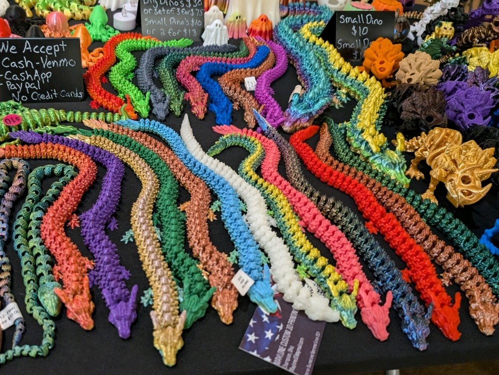 3D Printed Articulated Dragons (Set of 2)- Random Colors