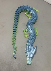 14″ Articulated Dragon 3D Printed Blue Green PLA Flexi Dragon Figure
