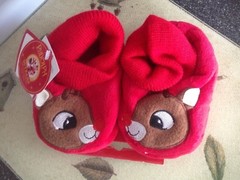 Rudolph The Red Nosed Reindeer Slippers 50 Years and Still Glowing 3-4 Rare New