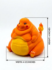 Chonky Charmander Figure – Matte Orange Fat Pokémon Statue Decor 4″