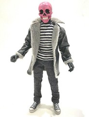 PB-LTC-FLBK: 1/12 Black Leather Coat with fur collar for 6″ slim body