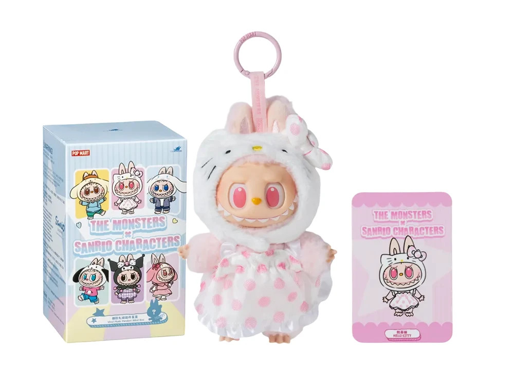 Pop Mart The Monsters x Sanrio Labubu Hello Kitty Plush Doll Pendant New OpenBox