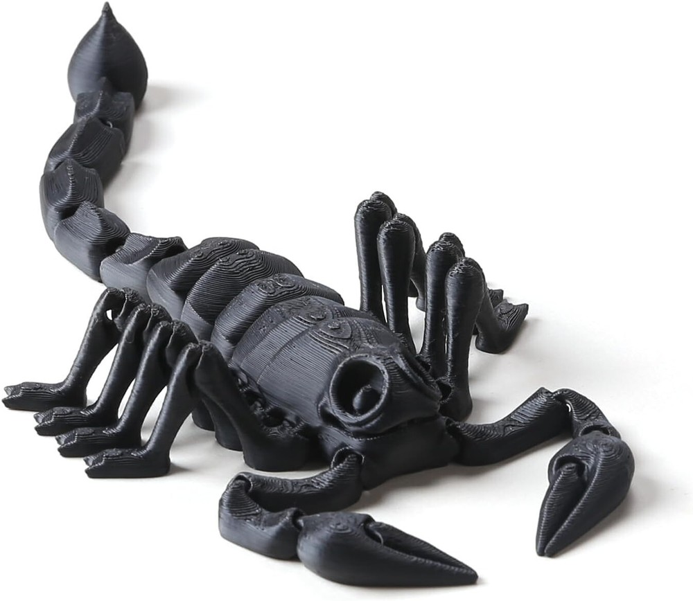 3D Printed Scorpion, Realistic Articulated & Flexible Joints, PLA, 9″, Black