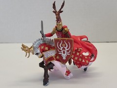Papo Medieval Knight Action Figure Fantasy Cavalry Horse Stag Deer Red Gold
