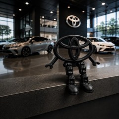 Toyota Emblem Figurine Black PLA Plastic w/ Articulated Legs Articulated