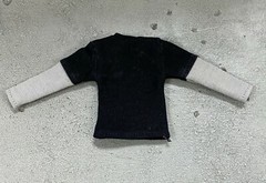 MO-LT2C-BK: 1/12 Black long sleeve shirt with grey sleeve for 6″ slim body