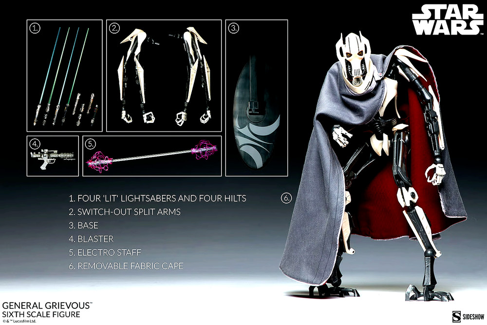 SIDESHOW SHIPPER SEALED GENERAL GRIEVOUS 1:6 SCALE BOXED SET STAR WARS NEW