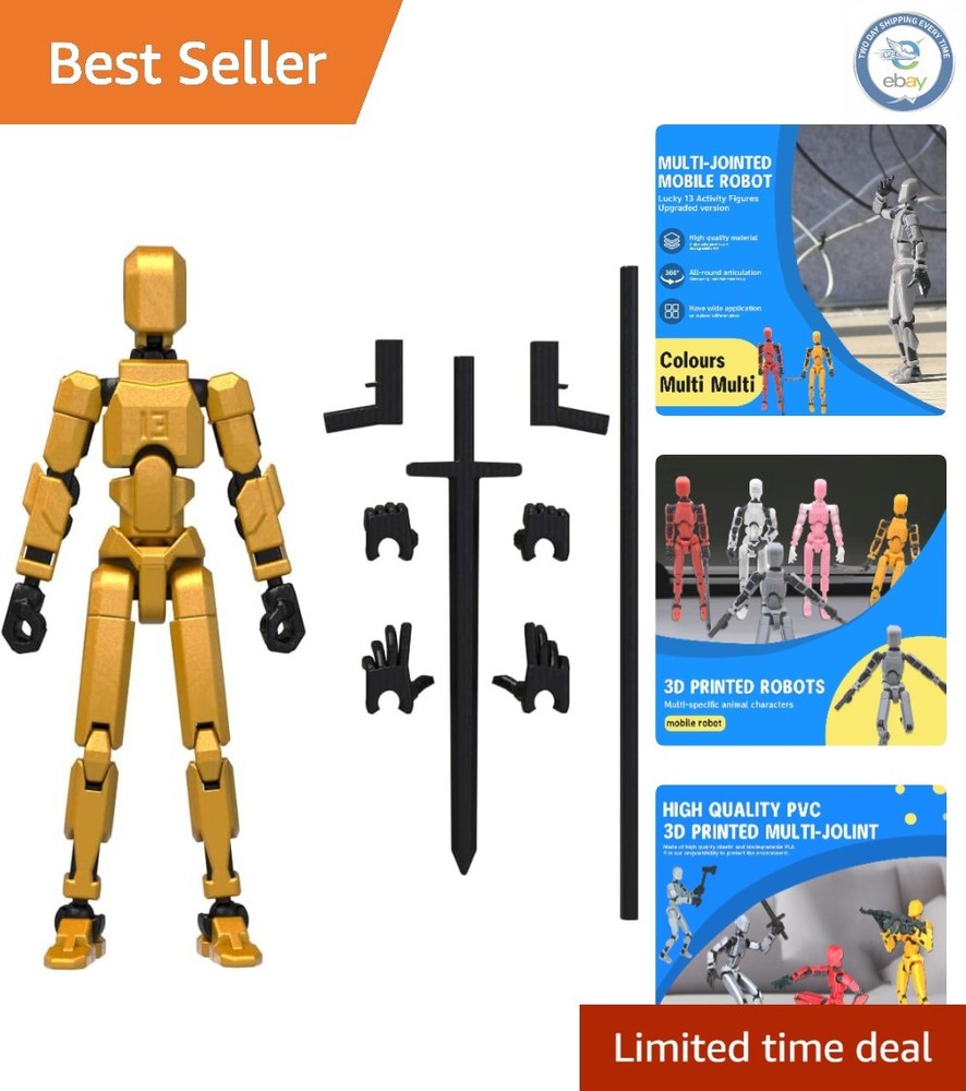 Fully Articulated Titan 13 Nova Action Figure – Stylish 3D Printed Golden Robot