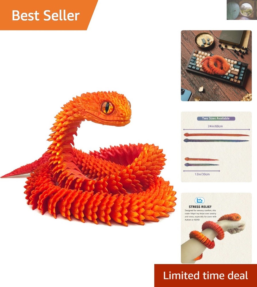 Easter Basket Essential: 24in 3D Printed Snake Fidget Toy for All Occasions