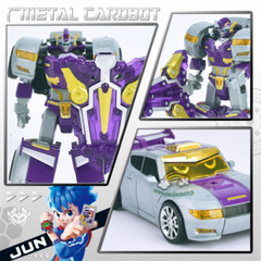 new Purple Sports Car Transforming Metal Cardbot WILD GUARDY Robot Card model