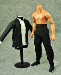 1/6 Long Sleeve Custom Black Chinese-style Costume Kung Fu suit hot toys ❶USA❶