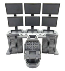 1:12 or 1:18 Scale Sci-Fi Command Center Diorama Set Hacker Tech Lab Environment