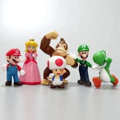 6 Pcs Set B Super Mario Bros Toy Figures Luigi Toad Yoshi Cake Toppers Party