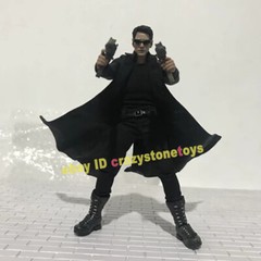 The Matrix Neo 1/12 Clothes Outfit Trench Coat Fit MEZ Action Figure Accessory