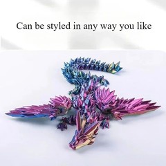 3D Printed Dragon Crystal Fully Articulated Dragon Fidget Toys Home Office Decor