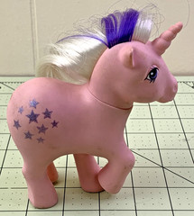 Vintage My Little Pony Unicorn Pink, Purple Stars-See Description; #36