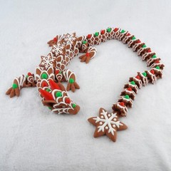 3D Printed Articulated Gingerbread Dragon – Holiday Decor – Multicolor!