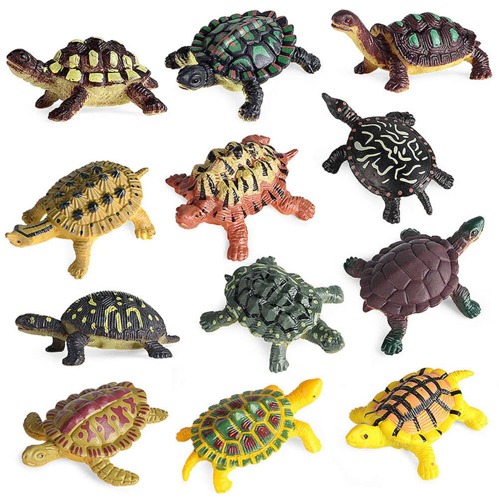 12pcs/set PVC Mini Sea Turtle Tortoise Toy Ocean Animal Figure Ornaments US
